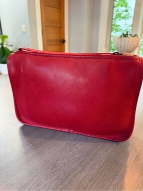 Vintage 1970s/80s Coach NYC Red Leather Basic Bag Glue-In Creed Brass Hardware